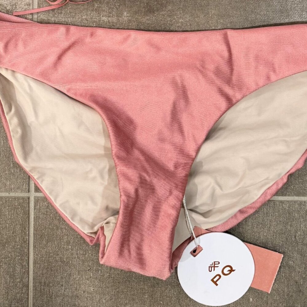 PQ NWT Basic Ruched Bikini Bottoms - Pink Pearl M
